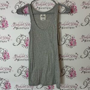 Victoria's Secret pink Heather Gray Tank Top lime green stitching 🧵 grey shirt
